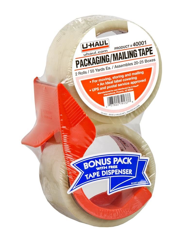 Packaging / Mailing Tape (Two 55 yd. rolls w/ Dispenser)
