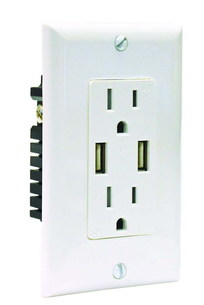 Dual USB Charger and Tamper-Resistant Duplex Receptacle – 15 Amp