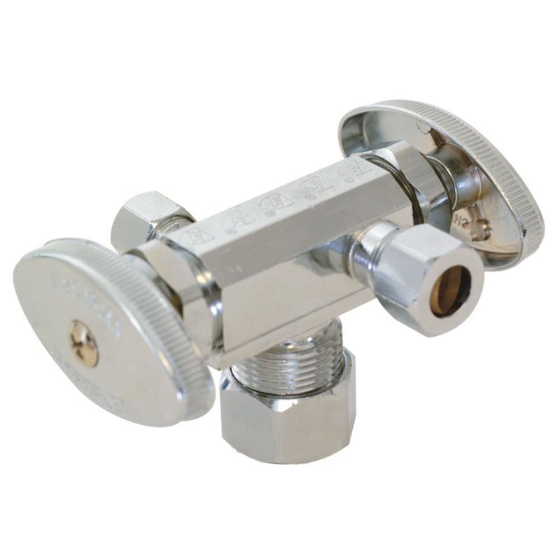 5/8″ x 3/8″ x 3/8″ OD Comp. Multi-Turn Dual Outlet Stop Valve