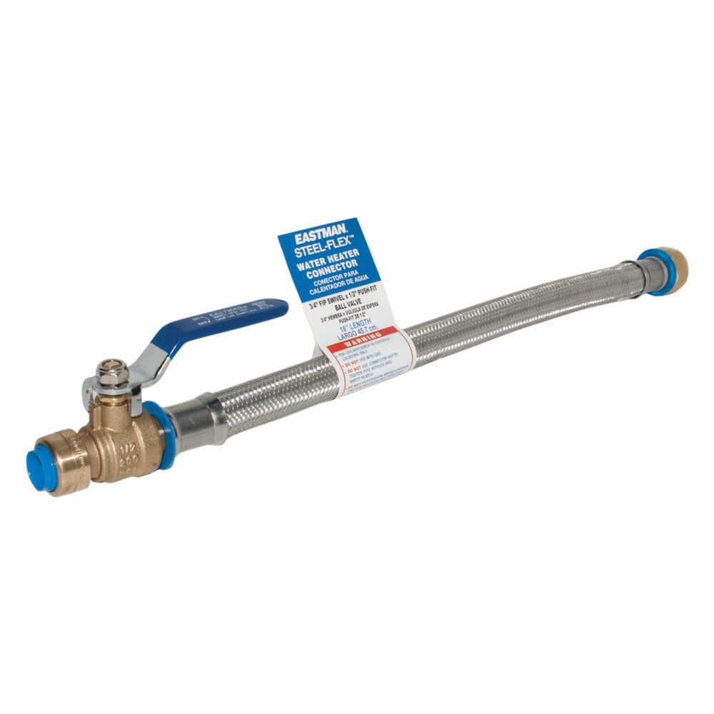PUSHFIT WATER HEATER CONNECTOR W/ VALVE 18&quot;