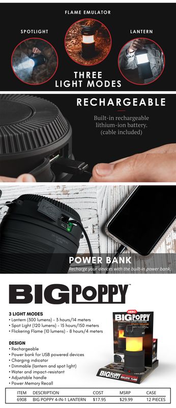 NEBO BIG POPPY 4-in-1 Lantern + Power Bank
