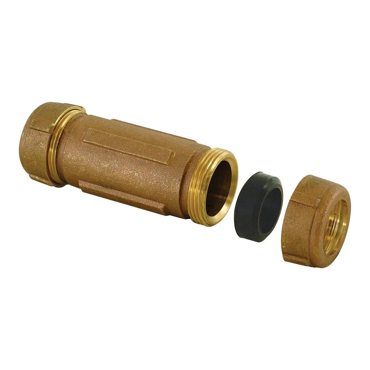 BRASS COMPRESSION COUPLING 1/2 X 3/4