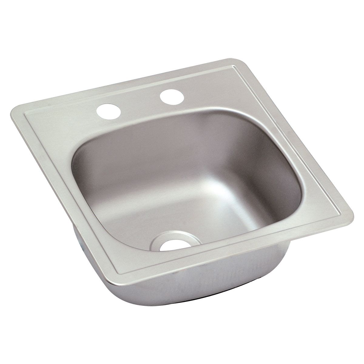 15″ x 15″ x 5 1/8″ Deep Single-Bowl Stainless Steel Bar Sink – 2-Hole (Takes 2&quot; Drain)
