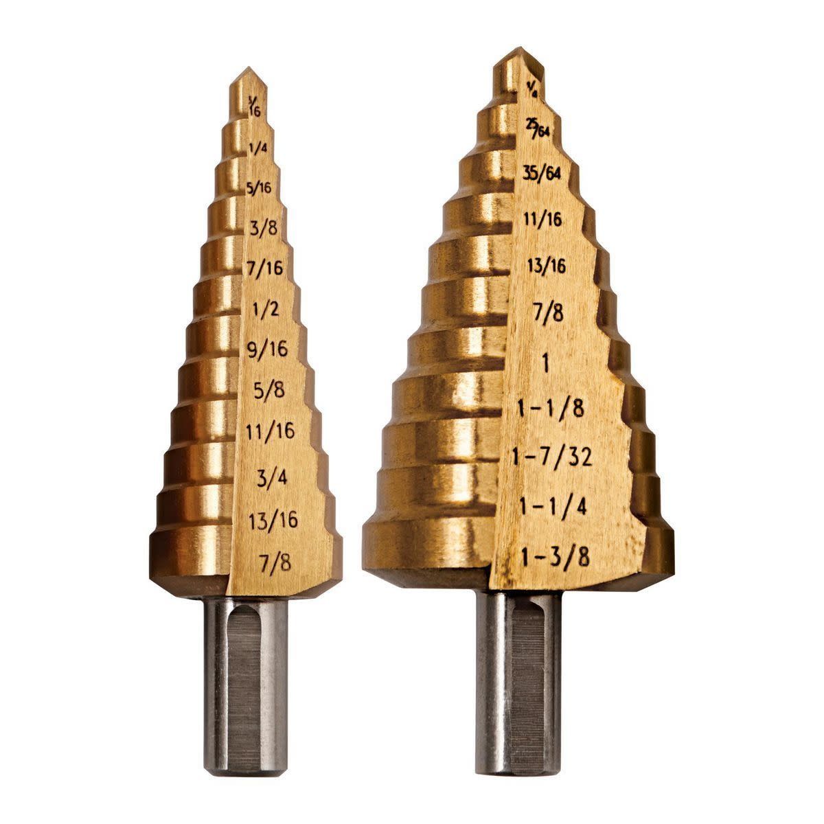 WARRIOR Titanium Coated High Speed Steel Step Bit Set, 2 Pc
