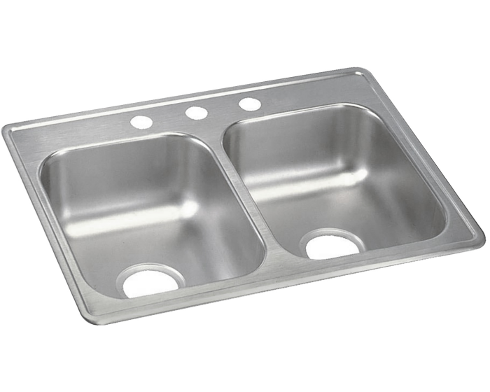 Elkay Stainless Steel 25&quot; x 19&quot; x 6-5/16&quot;, Equal Double Bowl Drop-in Sink