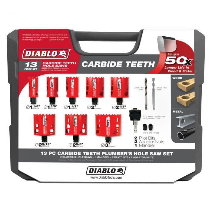 13 pc Carbide Plumbers Hole Saw Set