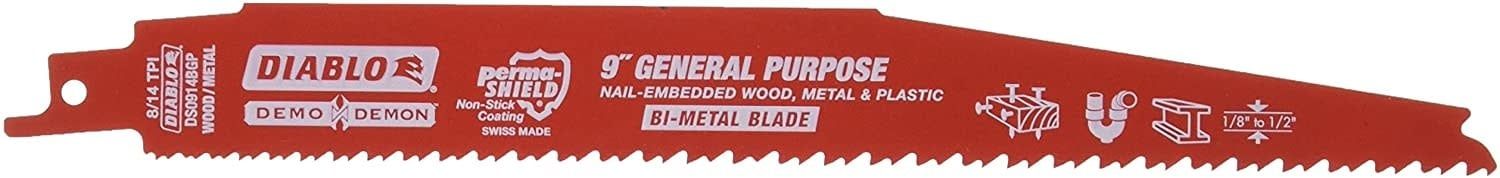 9 in. Bi-Metal Recip Blade for Nail-Embedded Wood, Metal, and Plastic (5-Pack)