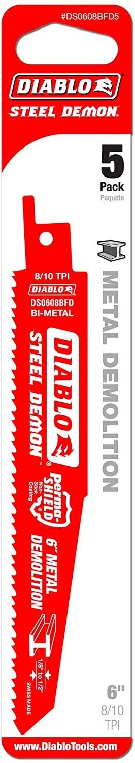 6 in. Bi-Metal Recip Blade for Thick Metal/Demolition (3/16 in. to 9/16 in.) (5-Pack)