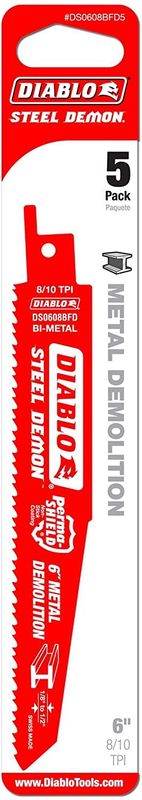 6 in. Bi-Metal Recip Blade for Thick Metal/Demolition (3/16 in. to 9/16 in.) (5-Pack)