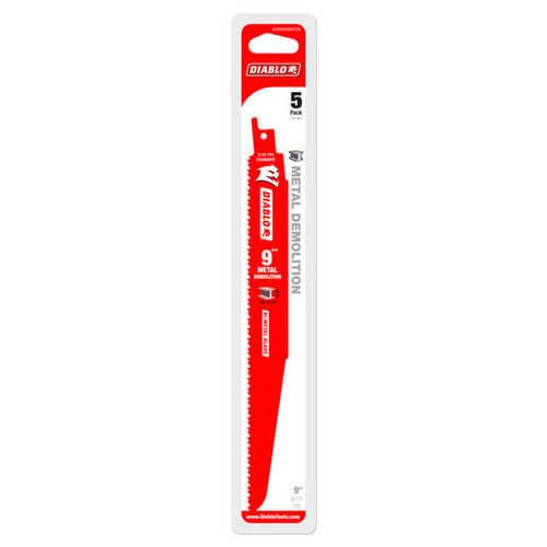 9 in. Bi-Metal Recip Blade for Thick Metal/Demolition (3/16 in. to 9/16 in.) (5-Pack)
