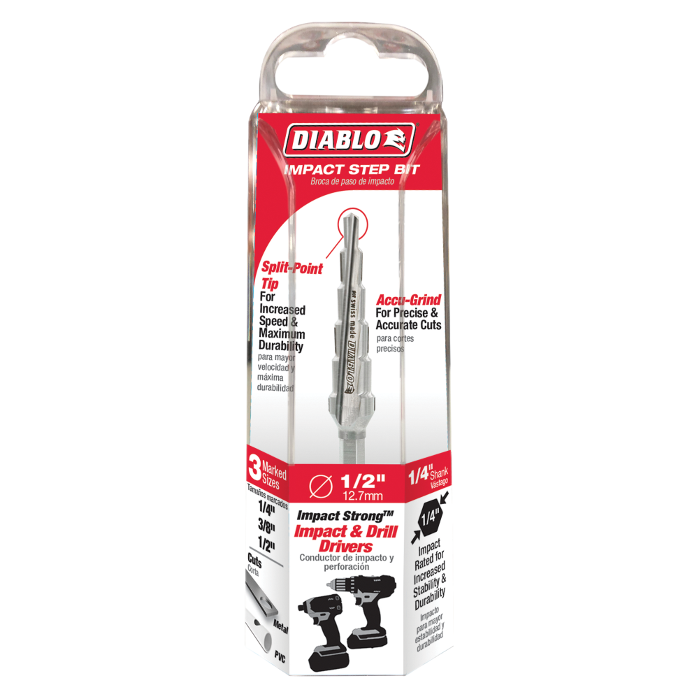 1/4 in. - 1/2 in. Impact Step Drill Bit (6 Steps)