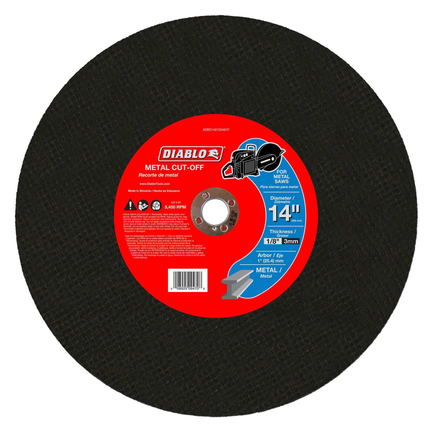 14 in. x 1/8 in. x 1 in. Metal High Speed Cut-Off Disc