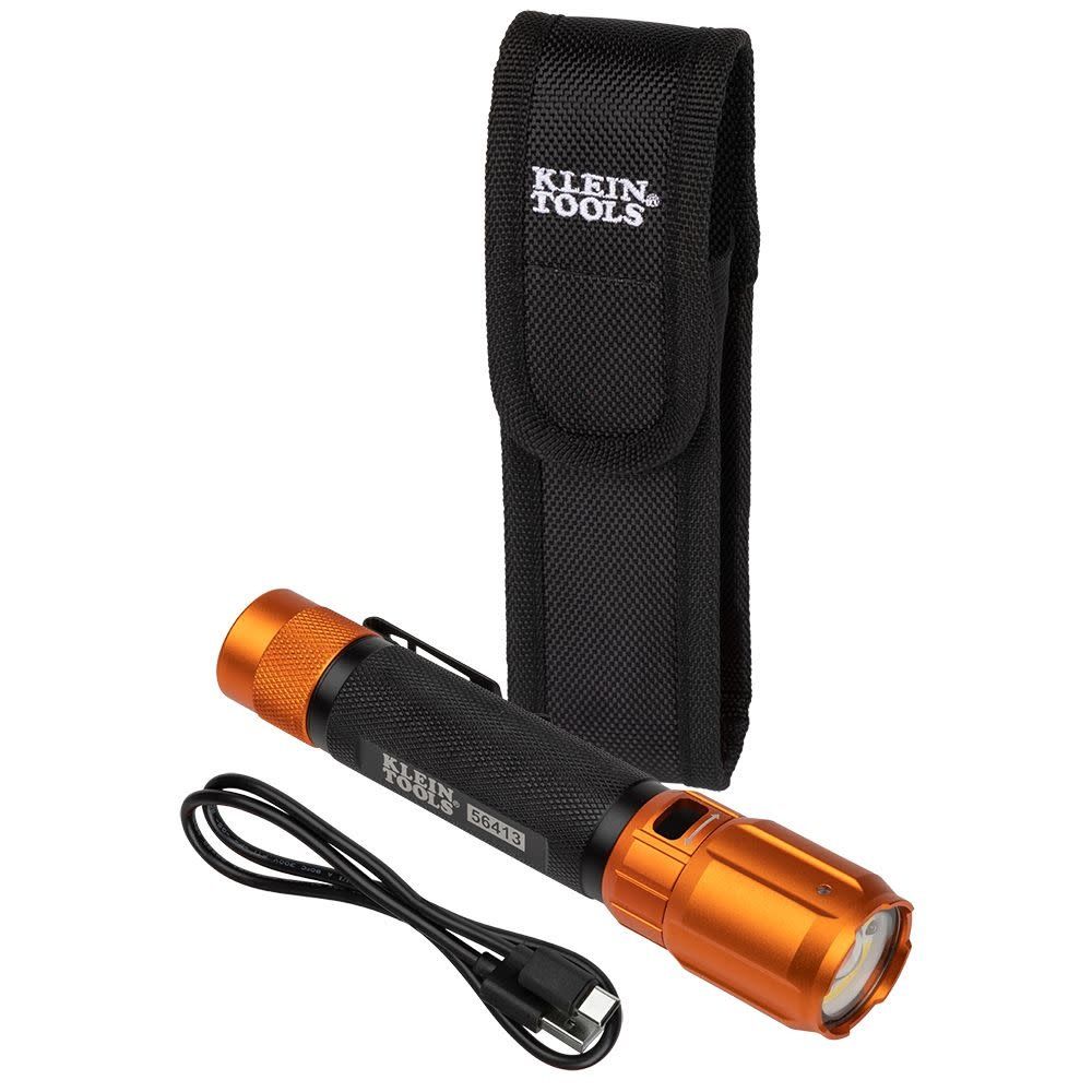 Rechargeable 2-Color LED Flashlight w/ Holster
