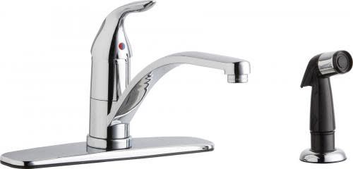 Chicago Faucets Deck-Mounted Single Handle Sink Faucet, 8&quot; Centers W/ Side Sprayer