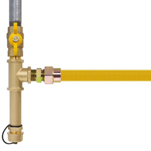Gas Sediment Trap Kit, Full Port Forged Brass Gas Ball Valve, w/ 3&quot; Tee Fitting, Cap