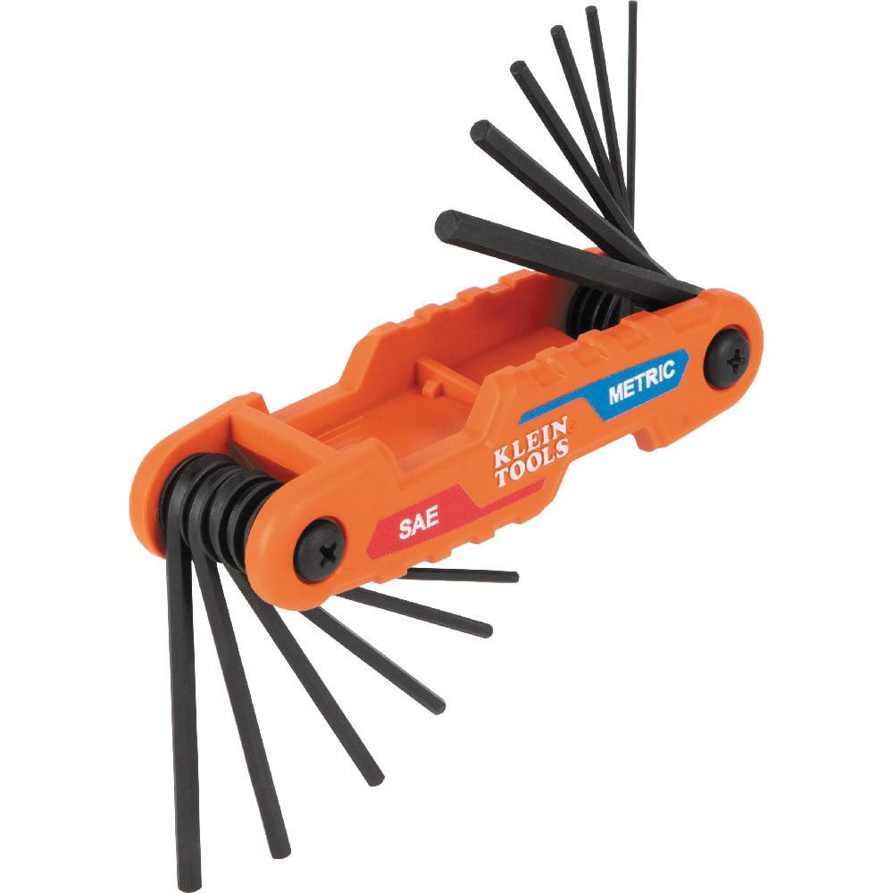 Compact Folding Hex Key Set, 12-Key, SAE, Metric Sizes