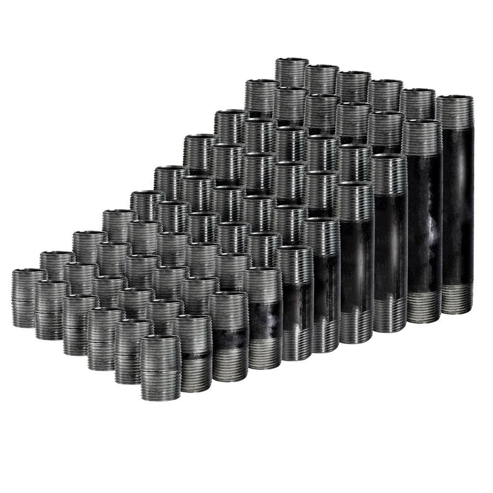 1/2&quot; BLACK NIPPLE ASSORTMENT PK CLOSE - 6&quot;