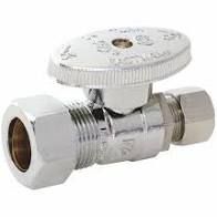 1/4 TURN STRAIGHT STOP, Size: 5/8&quot; OD Comp (1/2&quot; Nom) x 3/8&quot; OD Comp