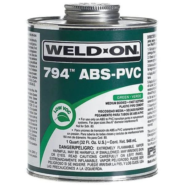 PVC Transition Glue/ PVC/ABS  Green 1/2 Pint