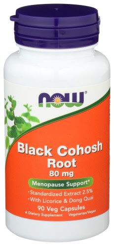 NOW Black Cohosh Root 80mg Menopause Support 90 Veg Capsules