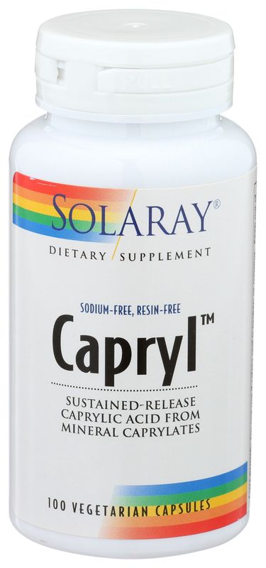Solaray Capryl Sodium Free Resin Free 100 Veg Capsules