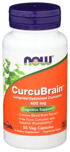NOW CurcuBrain 400mg Cognitive Support 50 Veg Capsules