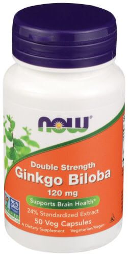 Now Ginkgo Biloba 120mg Supports Brain Health 50 Veg Capsules