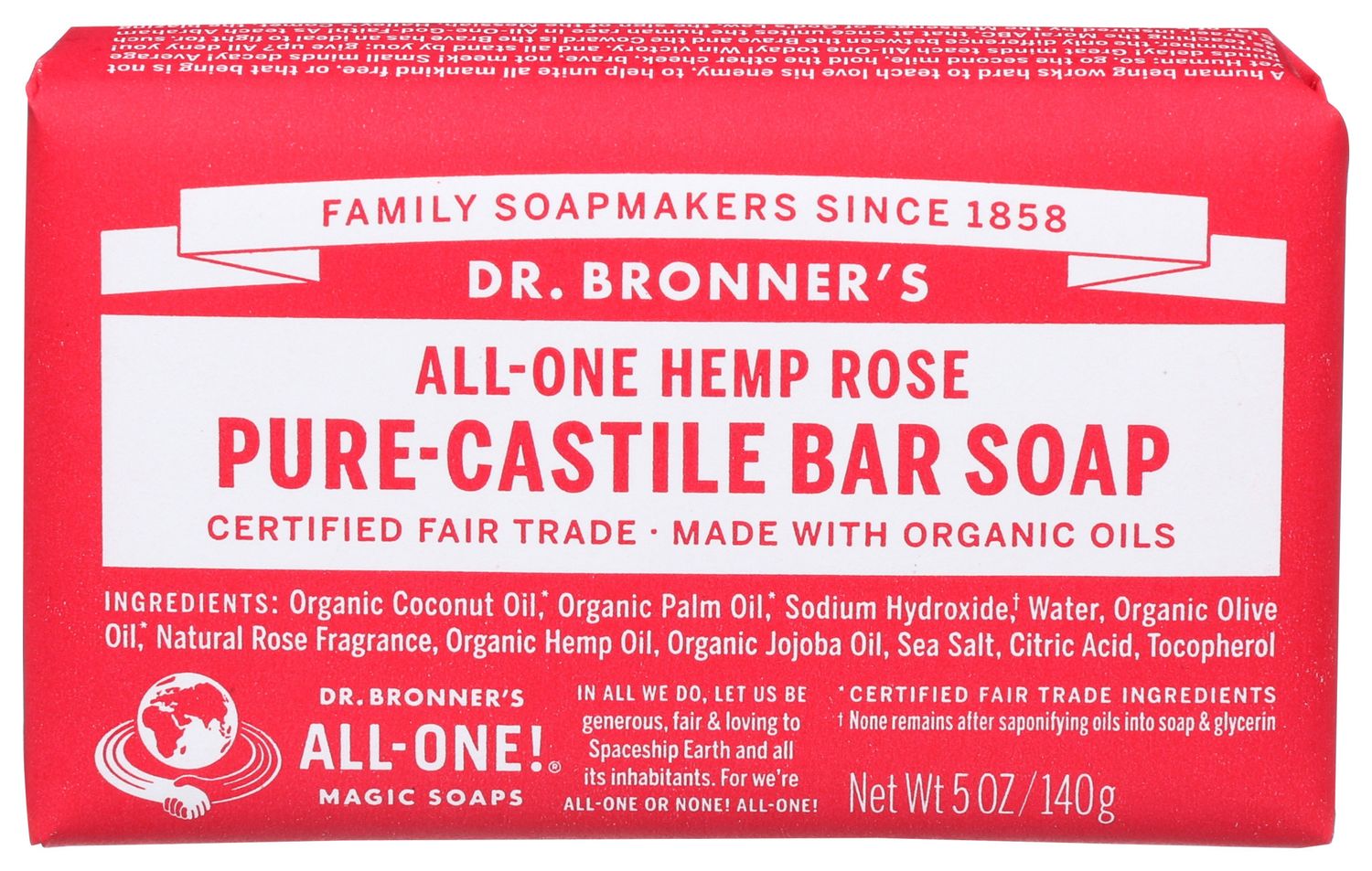 Dr Bronner                    Soap Bar Rose