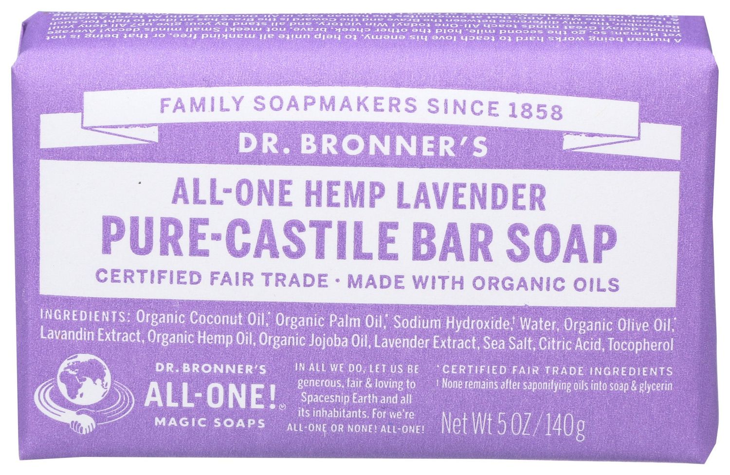 Dr Bronner                    Soap Bar Lavender