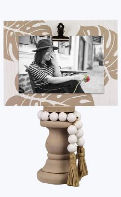 Wood pedestal photo clip