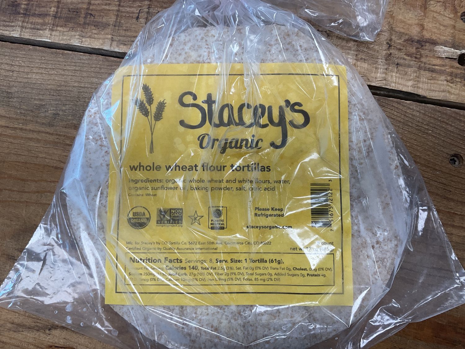 Staceys Organic Tortillas     Tortillas Whole Wheat 8 in
