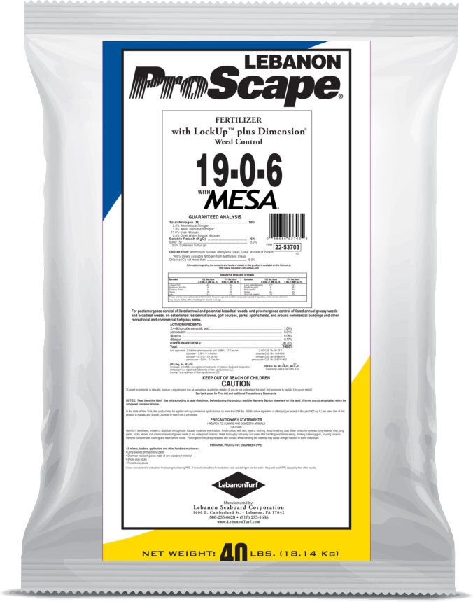 Lebanon ProScape 19-0-6 Fertilizer 40% MESA .17 Dimension/ LockUp 40 lb bag