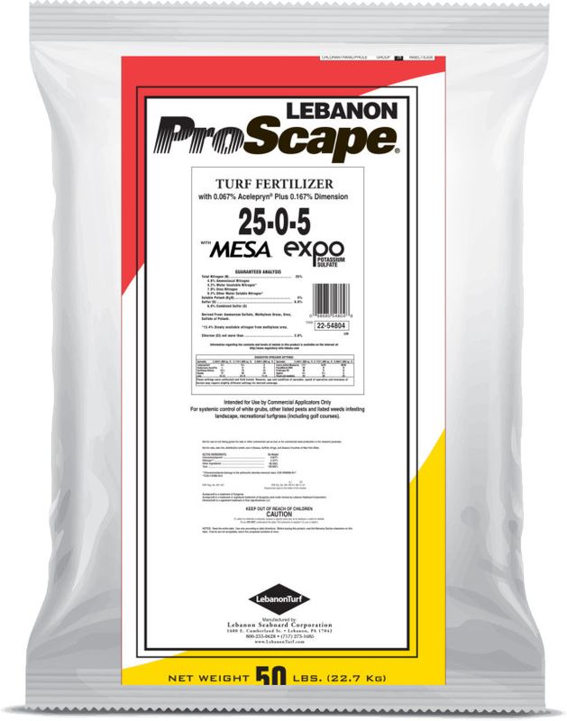 Lebanon ProScape 25-0-5 Fertilizer 51% MESA 100% EXPO .067% Acel + .167% Dim 50 lb bag