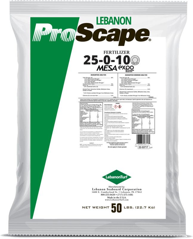 Lebanon ProScape Fertilizer 25-0-10 50% MESA 100% EXPO (Homo) 50 Lb