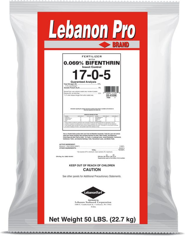 Lebanon Pro Fertilizer 17-0-5 30%  PCU  .069 Bifenthrin 50 lb
