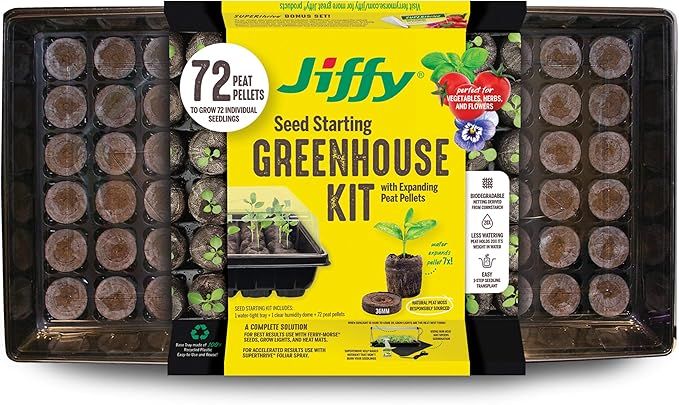 Jiffy Seed Starter Greenhouse 72 with peat pellets