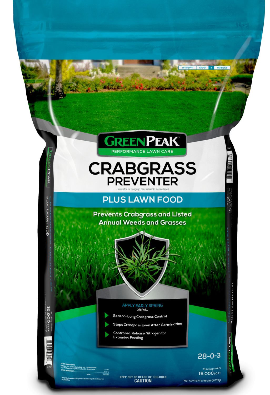 GreenPeak 28-0-3 Crabgrass Preventer Plus Lawn Food 48 lbs 15,000 sq ft