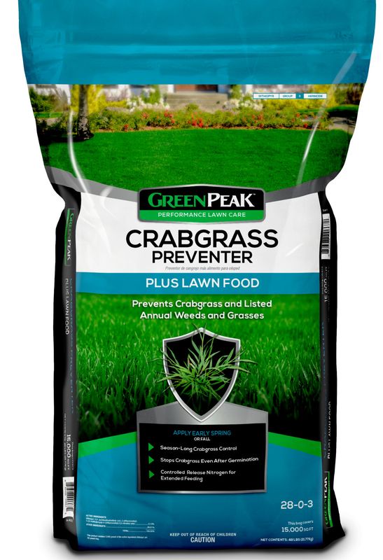 GreenPeak 28-0-3 Crabgrass Preventer Plus Lawn Food 48 lbs 15,000 sq ft