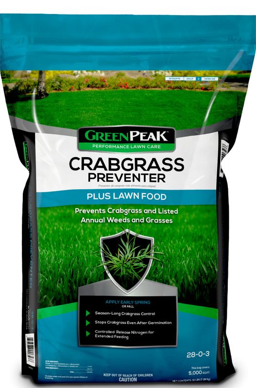 GreenPeak 28-0-3 Crabgrass Preventer Plus Lawn Food 16 lbs 5,000 sq ft