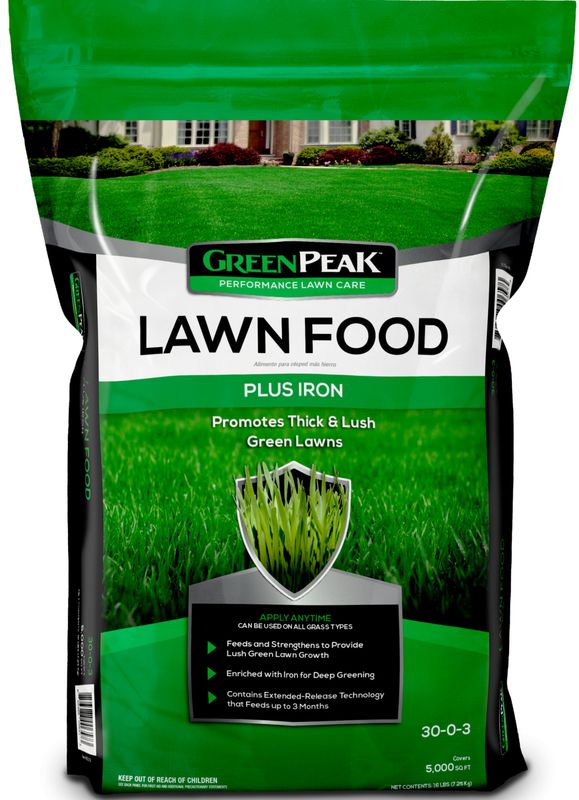 GreenPeak 30-0-3 Lawn Food Plus Iron 16 lbs 5,000 sq ft