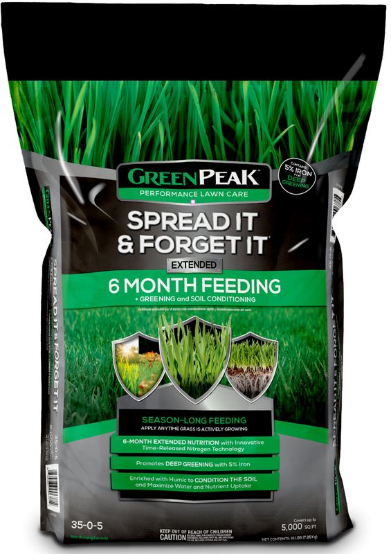 GreenPeak 35-00-05 SIFI 6 Month Fertilizer 16 lbs 5,000 sq ft extended weed &amp; feed sread it and forget it