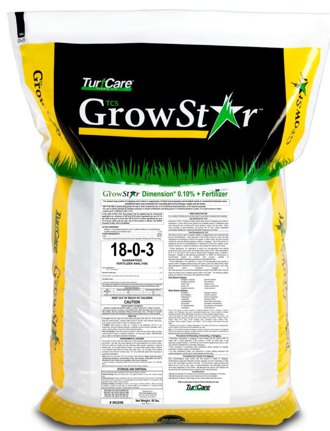 TurfCare 18-0-3  25% XCU .10%  Dimension  50 lb