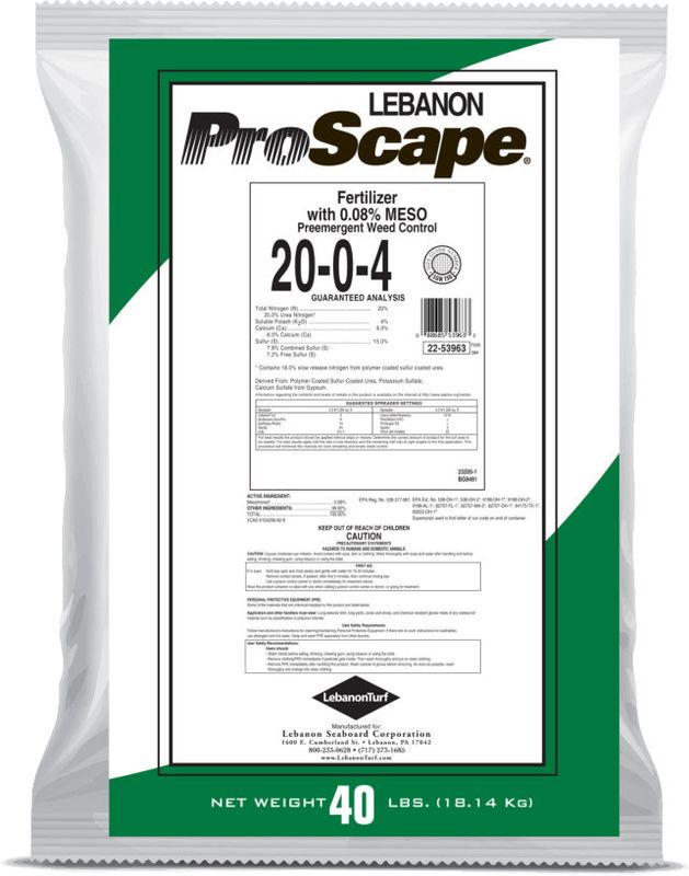 Lebanon Proscape 20-0-4 Fertilizer with 0.08% Meso Pre-emergent Weed Control 40 lb