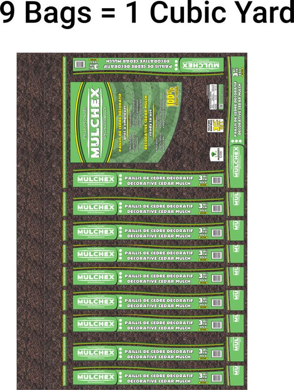 1 cubic YARD Brown Cedar Mulch -  (9 bags)