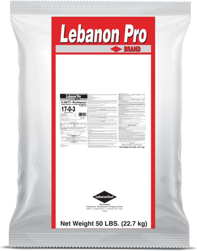 Lebanon Pro 17-0-3 40% PCU 2 Fe  .067% Acelepryn 50 lb