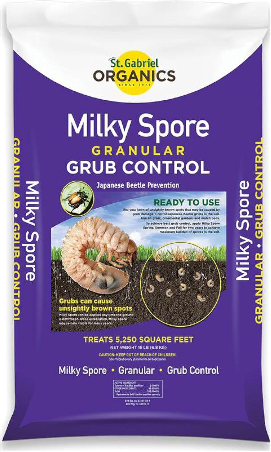 St Gabriel Organics Milky Spore Grub Control Granules 15 Lbs 5,250 SqFt
