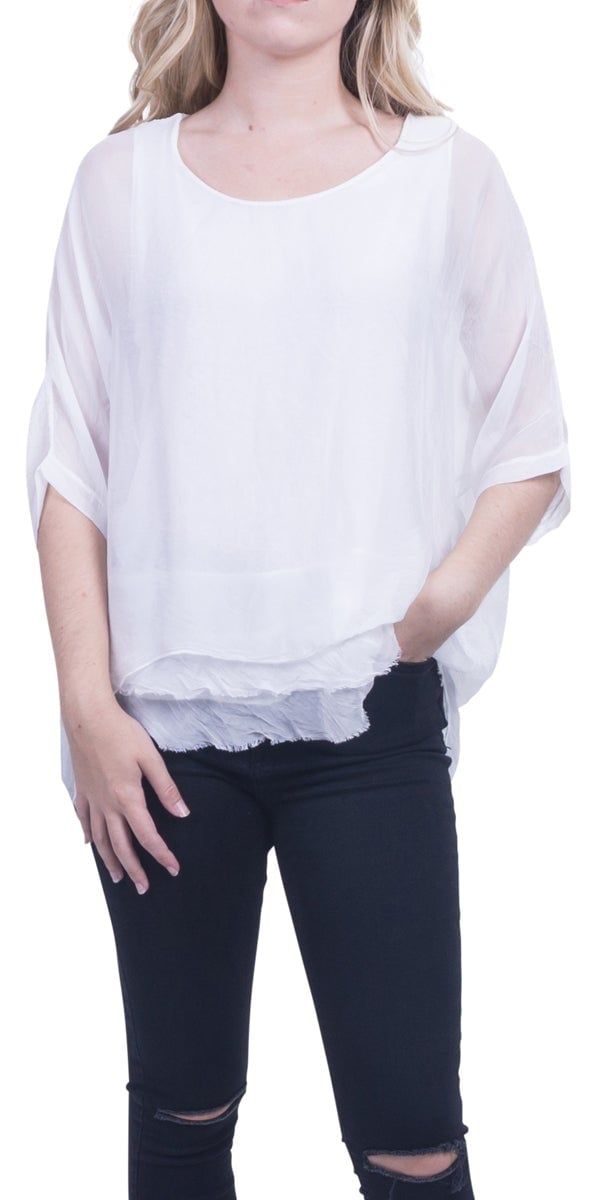 7193 &#39;GigiModa&#39; Silk Kaftan W/Raw Edge Hem