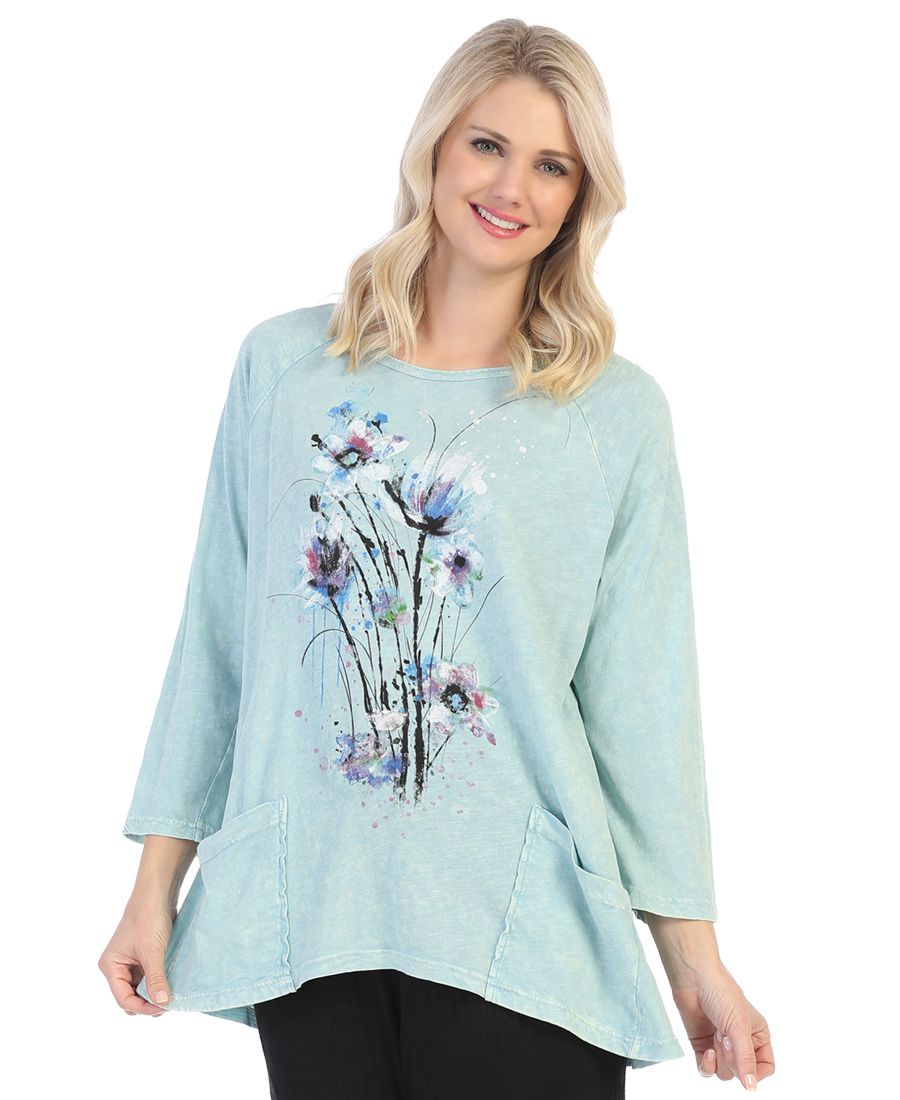 M121452 &#39;JessnJane&#39; Printed Cotton Slub Tunic w/Patch Pockets &#39;Felicity&#39;