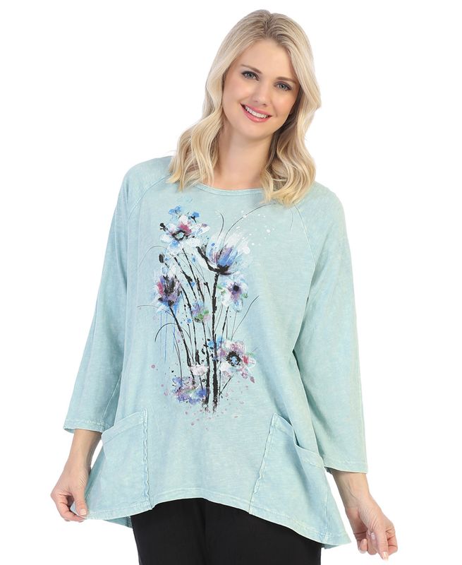 M121452 &#39;JessnJane&#39; Printed Cotton Slub Tunic w/Patch Pockets &#39;Felicity&#39;