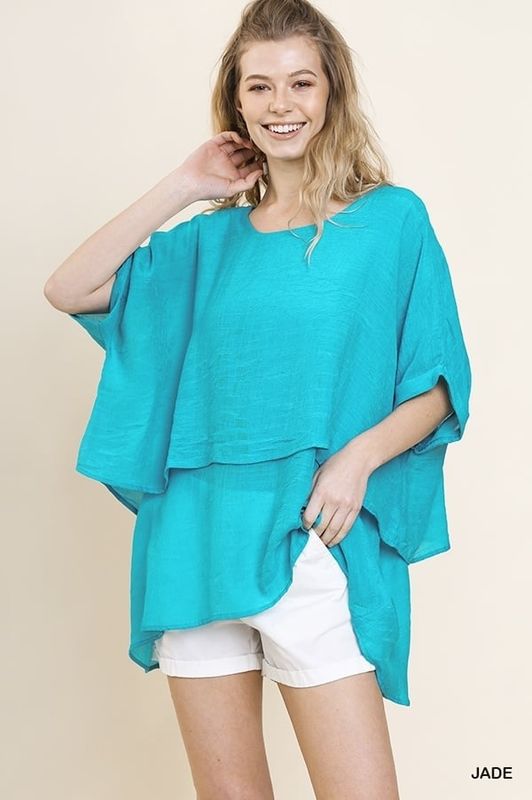 G2063 &#39;Umgee&#39; Cuffed 1/2 Sleeve Layered Tunic